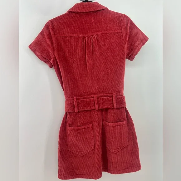 Show Me Your MuMu Outlaw Dress Rose Red Corduroy Gold Buckle Mini Dress XS - Picture 7 of 13